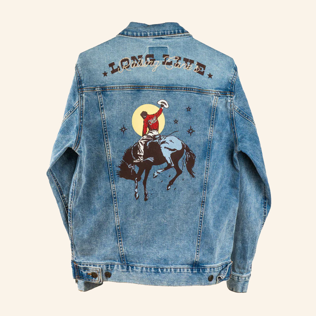 Raising Cane's Merch Bronco Rider Denim Jacket Birthday Gifts For Brother 2