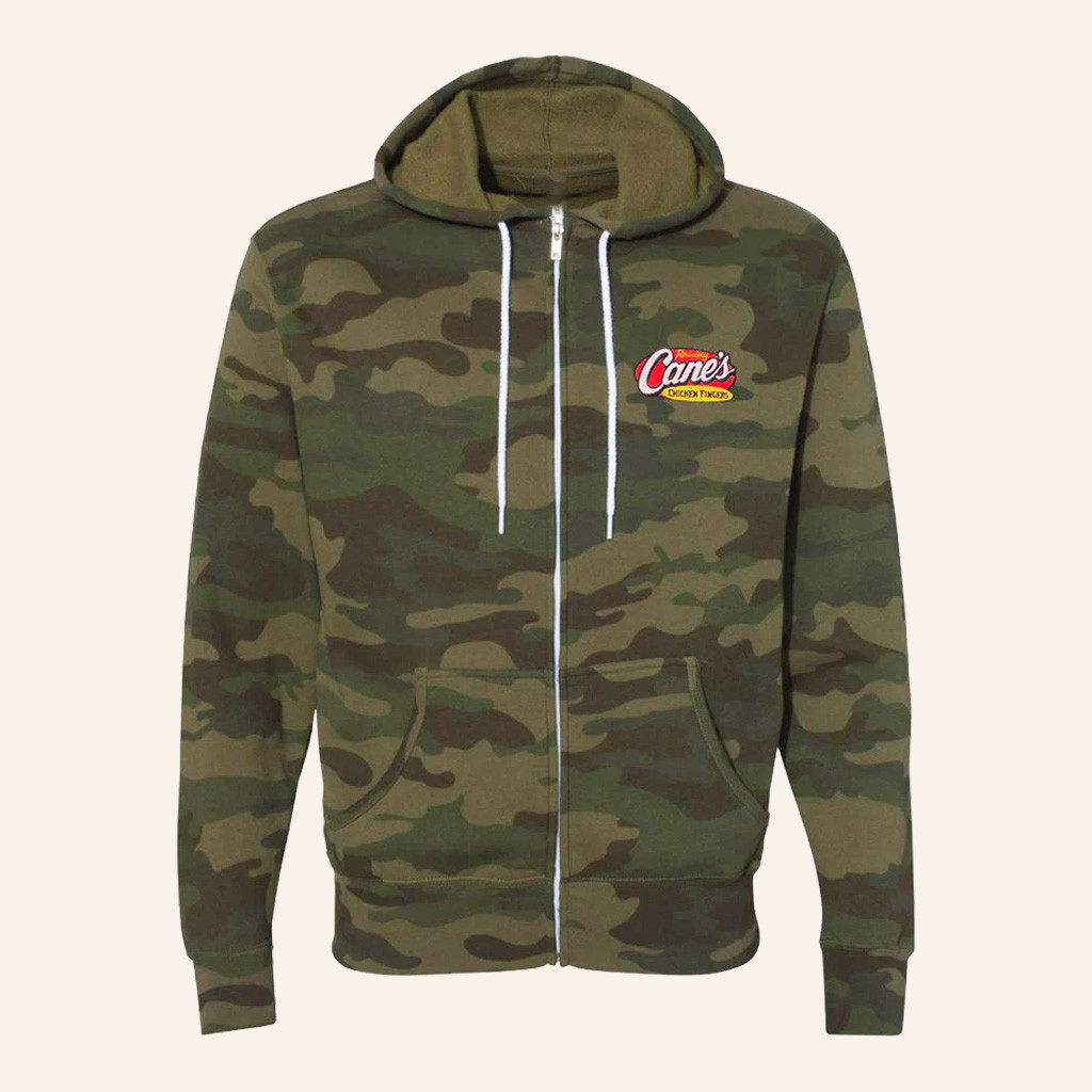 Raising Canes Merch Raising Cane's Chicken Fingers Camo Zip Hoodie Gifts For Friends