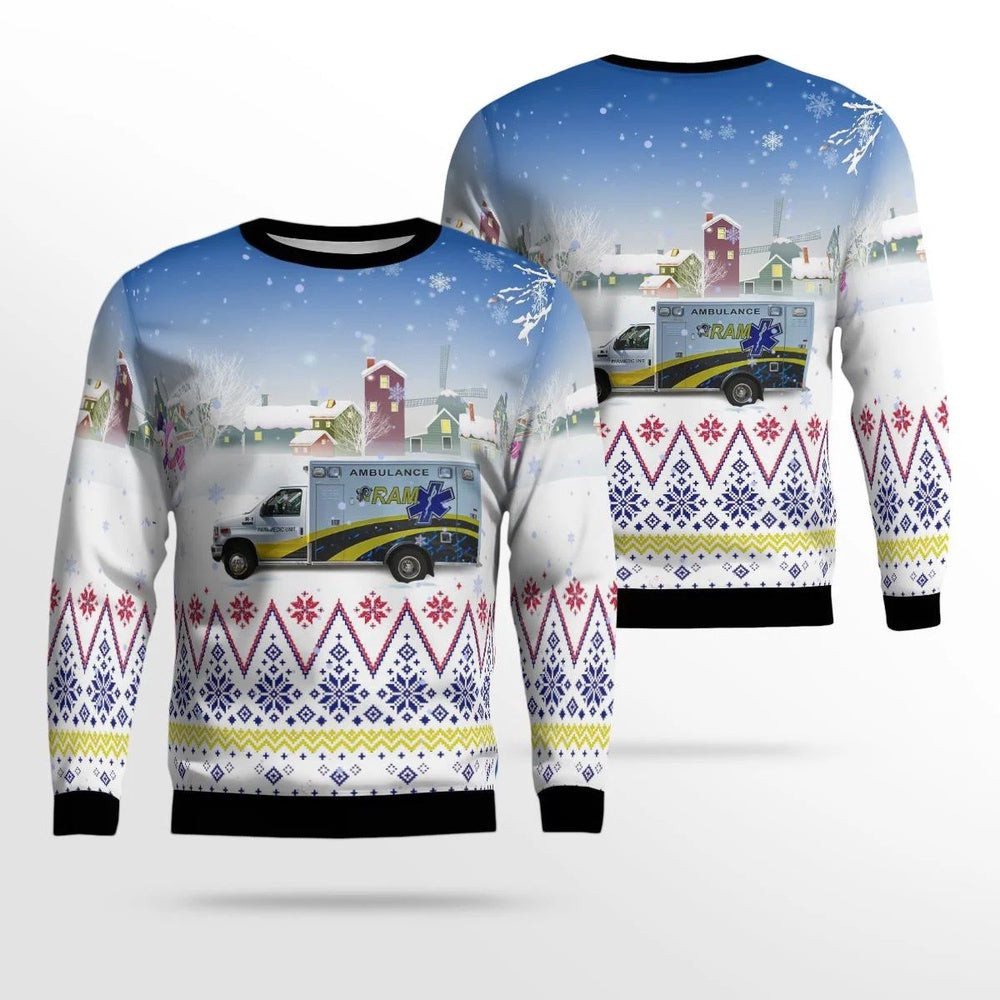 Ram Ambulance West Springfield Massachusetts Christmas AOP Ugly Sweater Unisex Christmas Gift
