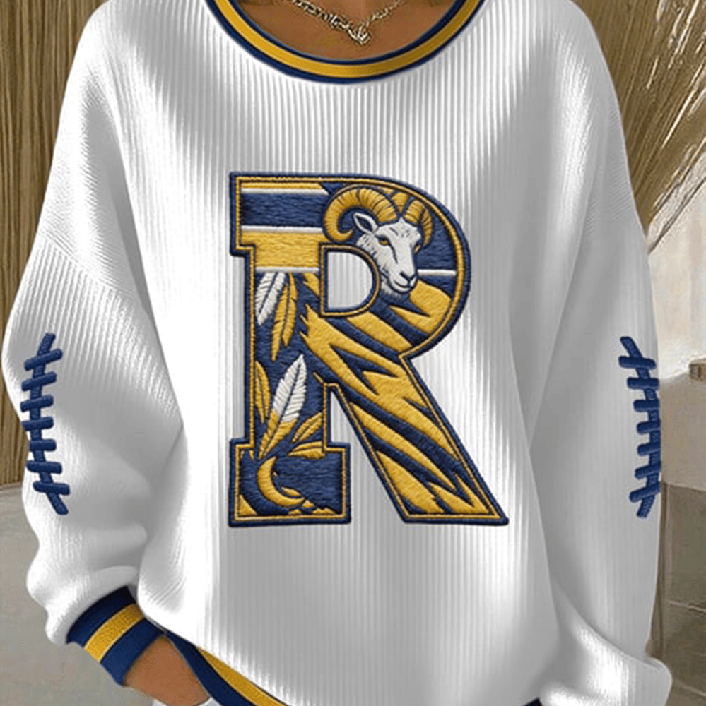 Ram Horn Logo Art Football Sweatshirt Los Angeles Rams Apparel Cool Gift For Her