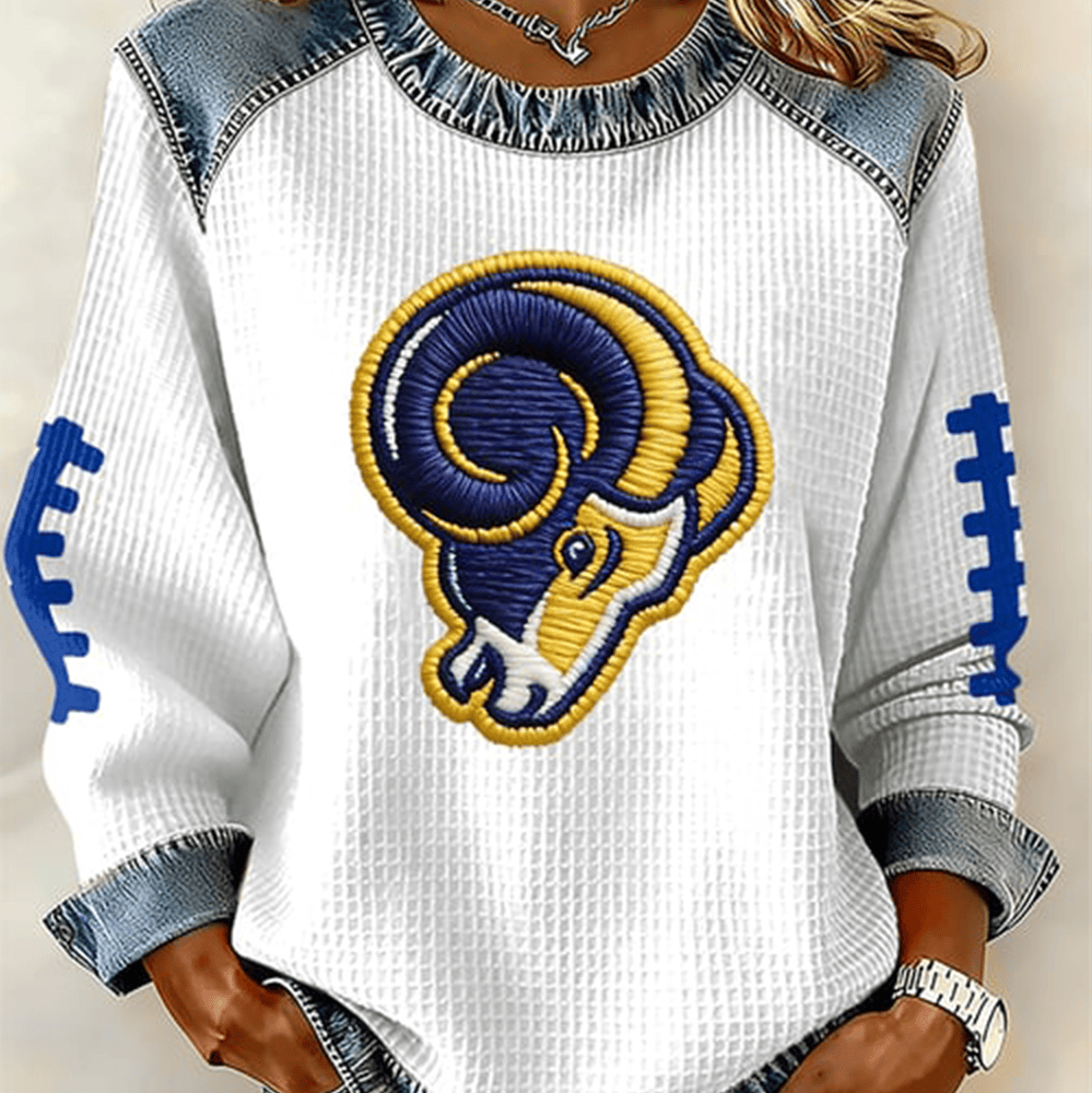Ram Horn Logo Art Sweatshirt Los Angeles Rams Apparel Football Fan Gifts