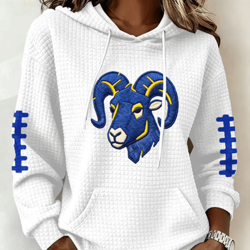 Ram Horns Logo Art Football Hoodie Los Angeles Rams Clothing Game Day Gift For Her