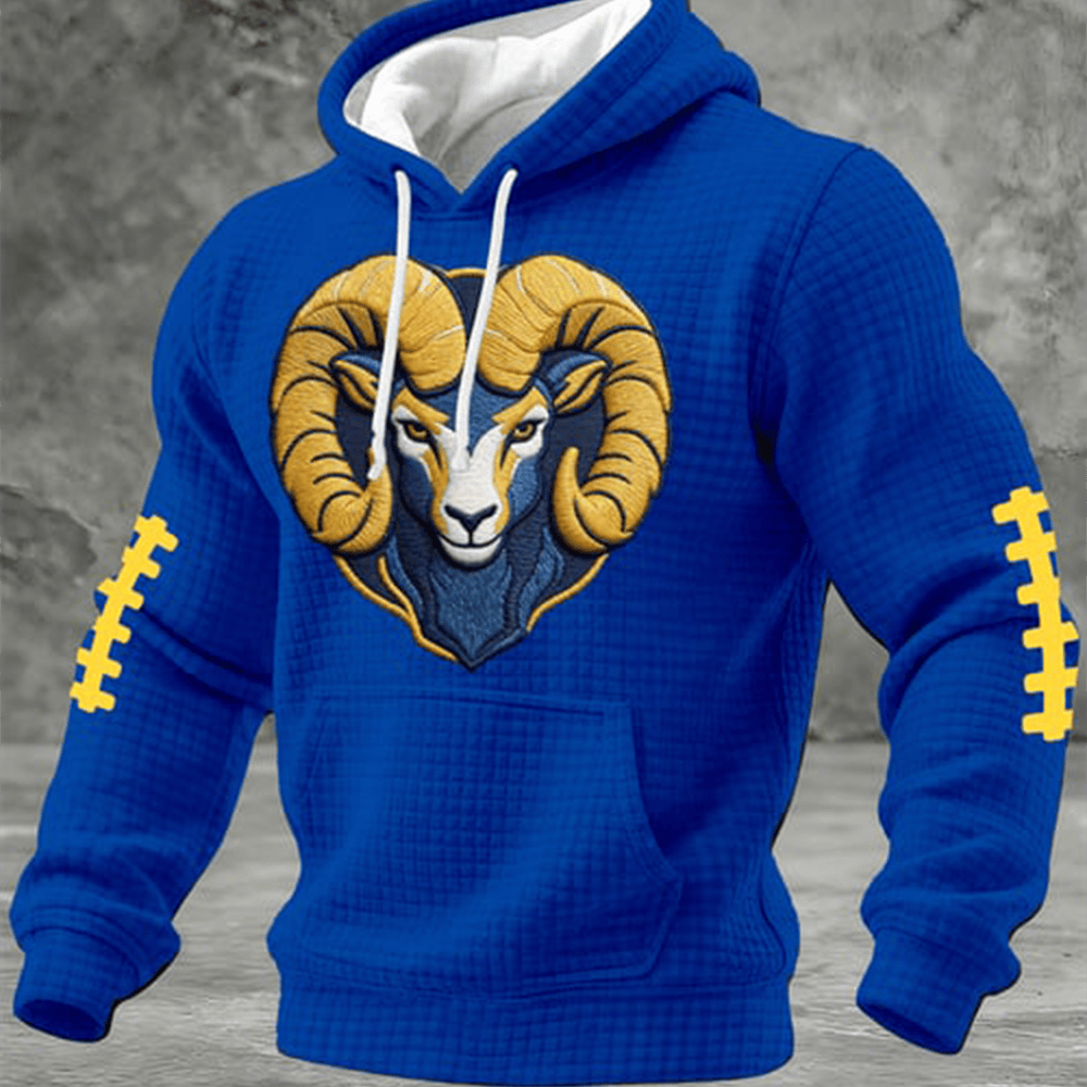 Ram Horns Up Football Hoodie Patriotic California Los Angeles Rams Apparel Gift For Fans