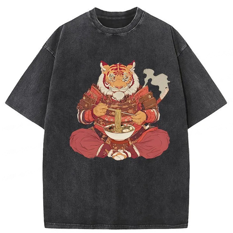 Ramen Lover Tiger Washed T-Shirt Classic Graphic Fashion Tee Gifts For Him Ramen Lover Tiger Washed T-Shirt Classic Graphic Fashion Tee Gifts For Him