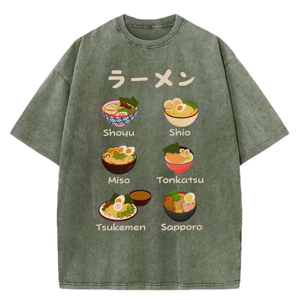 Ramen Noodles Foodie Japanese Aesthetic Washed T-Shirt Funny Graphic Gift For Friends Gifts For Her Ramen Noodles Foodie Japanese Aesthetic Washed T-Shirt Funny Graphic Gift For Friends Gifts For Her