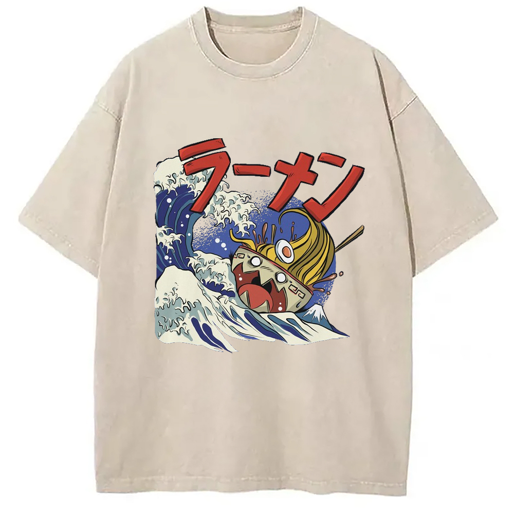 Ramen Seas Wave Washed T-Shirt Everyday Comfort Graphic Shirt Gifts For BFF Ramen Seas Wave Washed T-Shirt Everyday Comfort Graphic Shirt Gifts For BFF