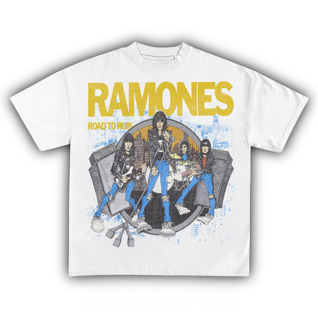 Ramones Road To Ruin Vintage White T-Shirt Ramones Merch Presents For Rock Band Fans