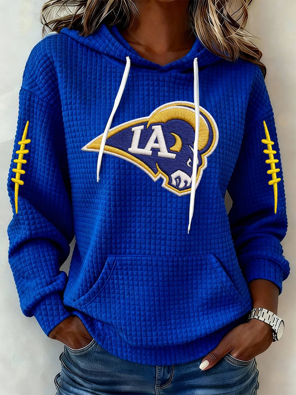 Rams Super Bowl Waffle Hoodie Los Angeles Pride Hoodie LAR Game Day Clothing Fan Gifts