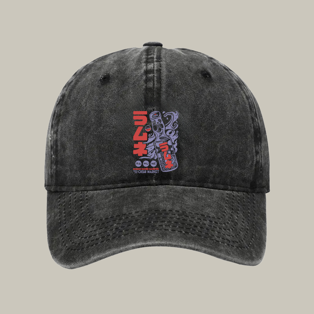Ramune Japanese Washed Cap Humorous Baseball Cap Nice Family Christmas Gifts