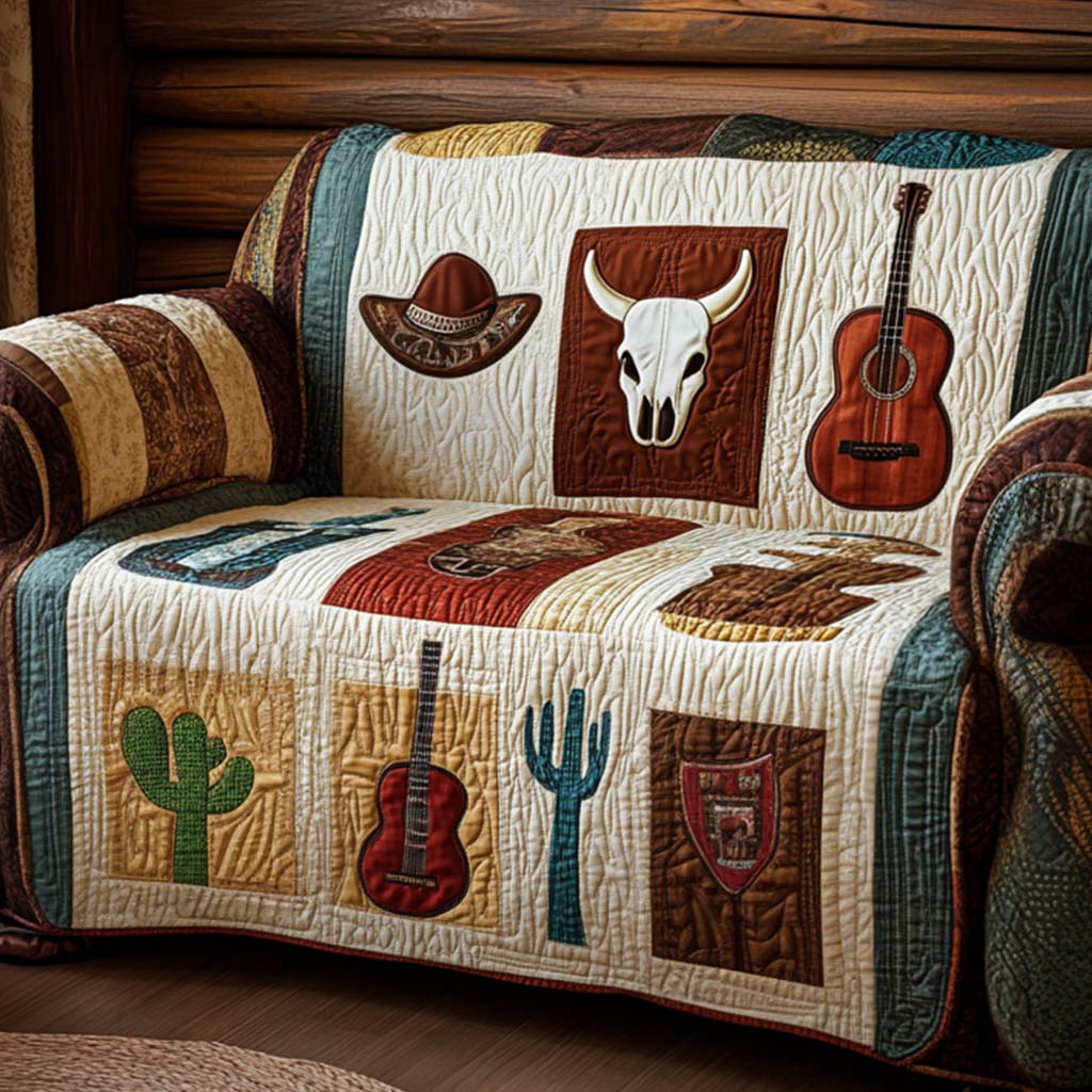 Ranch Life Quilted Sofa Cover Holiday Couch Covers Cowboy Christmas Presents