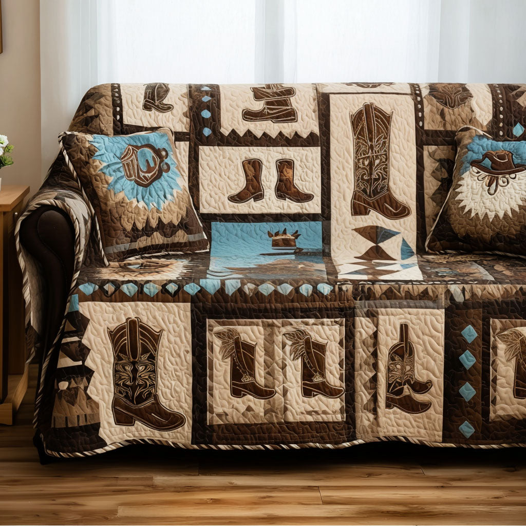 Ranch Life Quilted Sofa Cover Holiday Living Room Decor Old Western Gifts