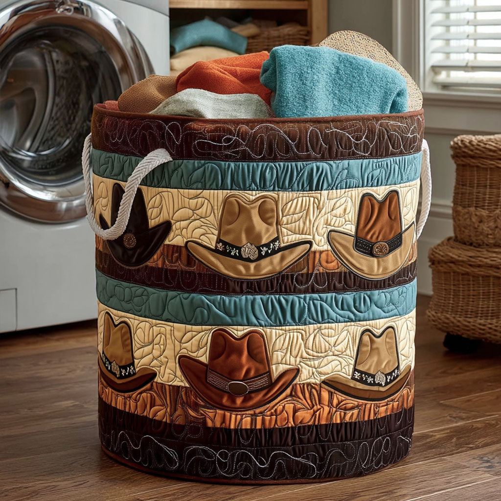 Rancher Pride Quilted Laundry Basket Luxury Quilted Storage Basket Gift for Home Decor Lovers