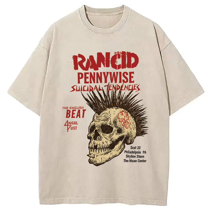 Rancid Pennywise Skull Washed T-Shirt Classic Graphic Fashion Tee Gifts For Him Rancid Pennywise Skull Washed T-Shirt Classic Graphic Fashion Tee Gifts For Him