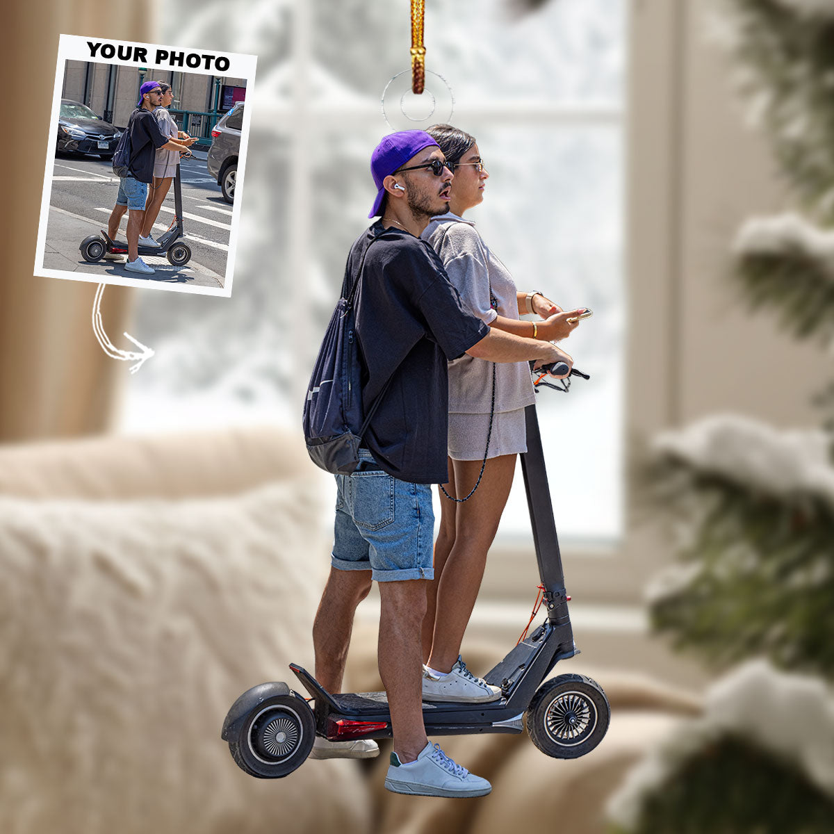 Random Couple Moment Personalized Photo Mica Ornament Christmas Gift For Couple