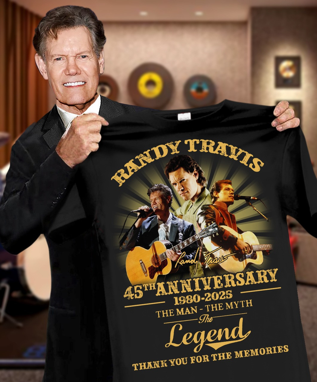 Randy Travis 45Th Anniversary 1980-2025 T-Shirt Thank You For The Memories Fan Gift Ideas