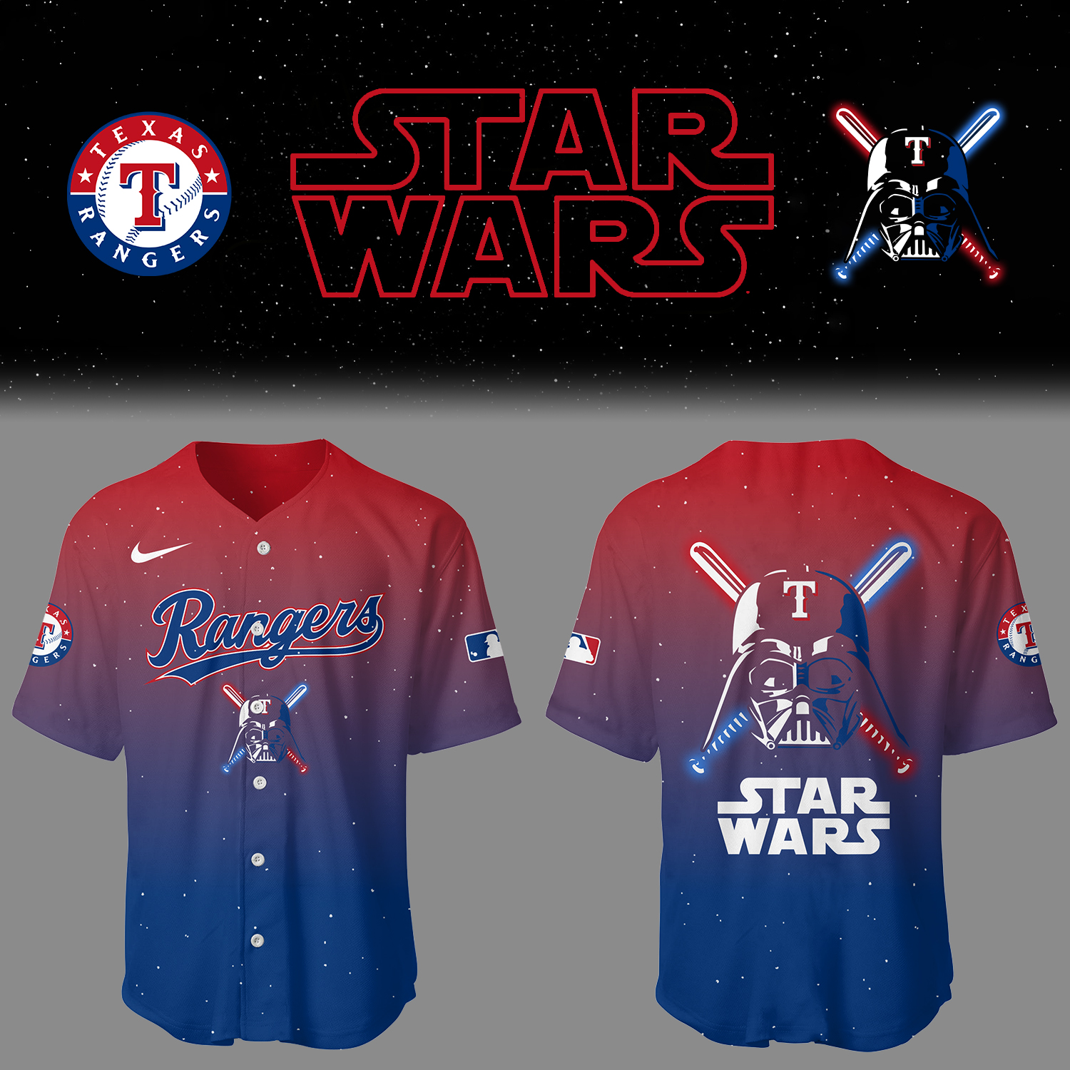 Rangers Baseball 2025 Rangers x Stars Wars Jersey Gift For Baseball Lover