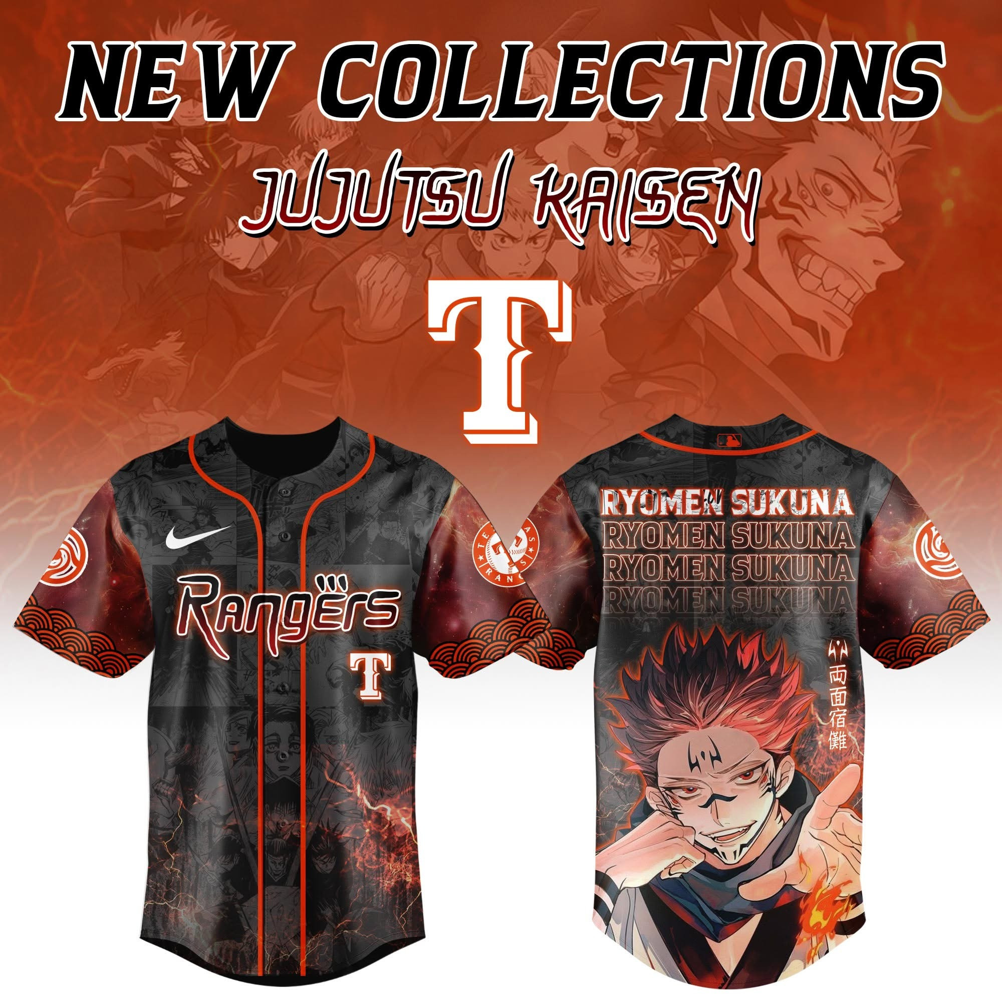 Rangers Jujutsu Kaisen Demon Slayer Jersey Best Gift For Anime Fans Merch