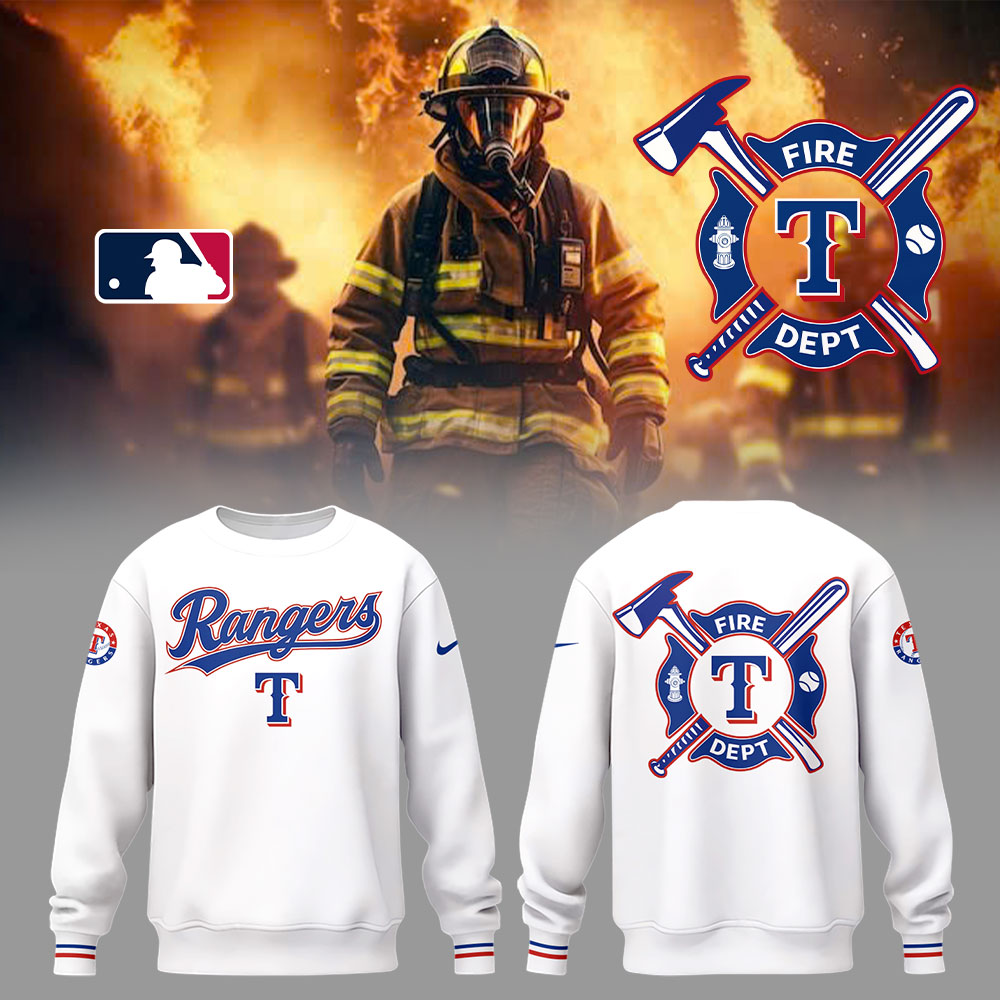 Rangers x Firefighter Appreciation Night Sweatshirt Gifts For Baseball Players