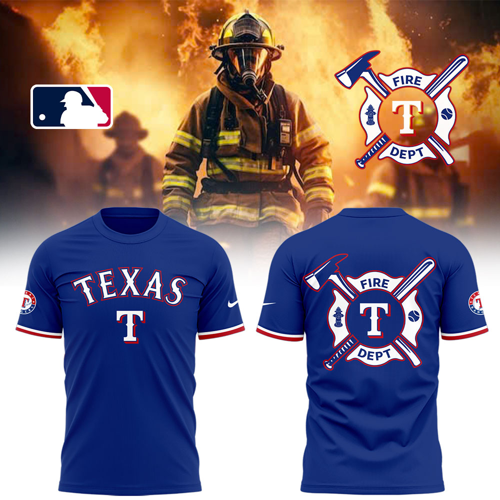 Rangers x Firefighter Appreciation Night T-Shirt Baseball Coach Gift Idea