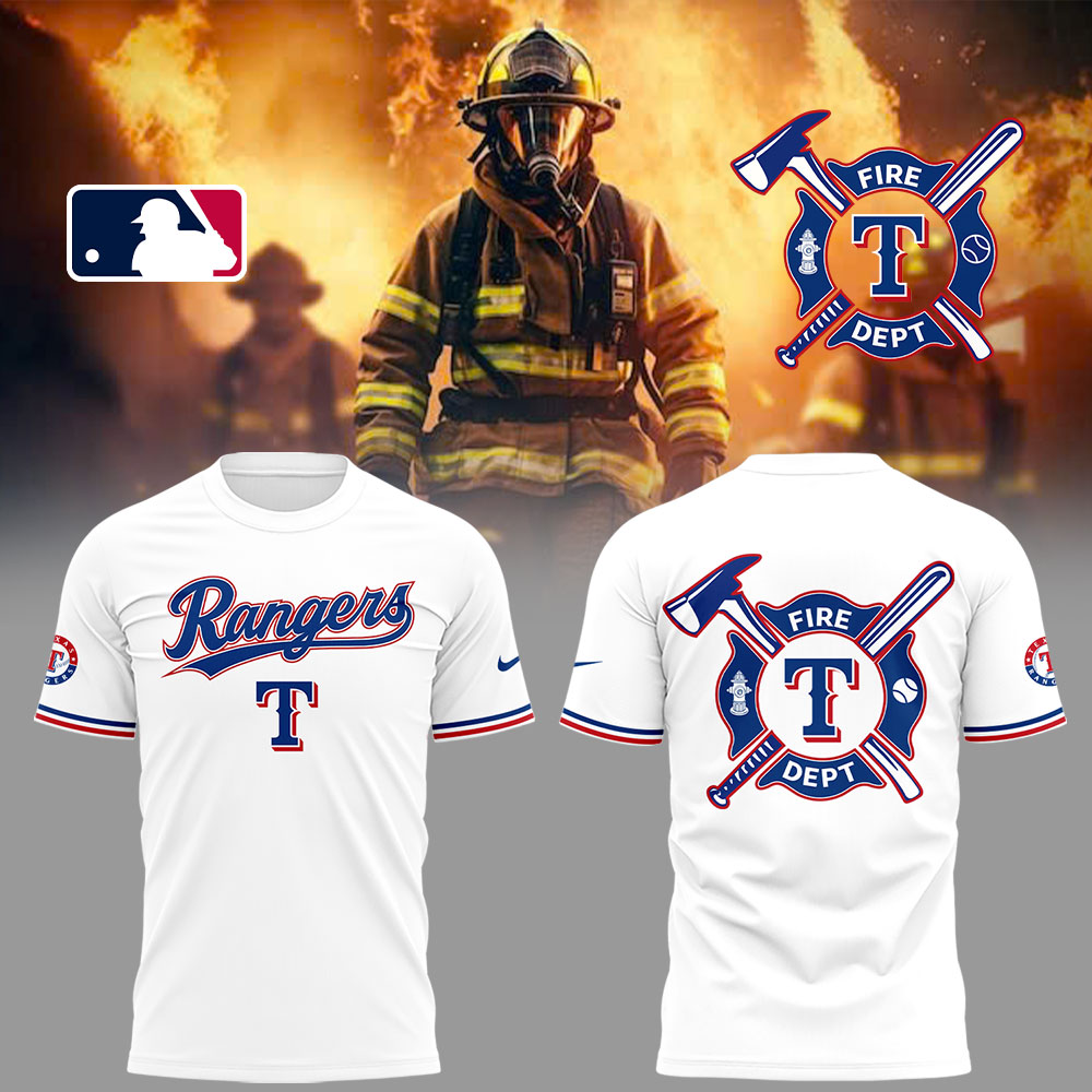 Rangers x Firefighter Appreciation Night T-Shirt Baseball Coach Gift Ideas