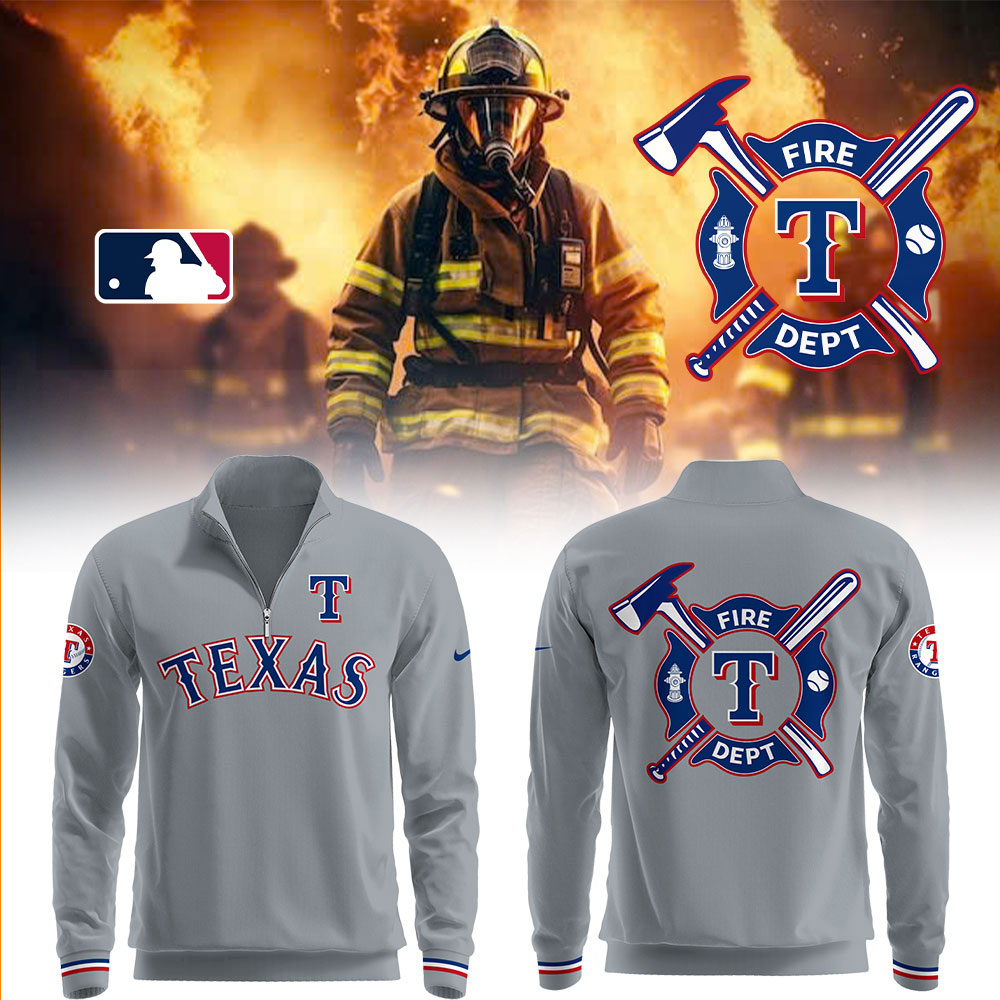 Rangers x Firefighter Appreciation Night Zipper Sweatshirt Baseball Coach Gift Ideas
