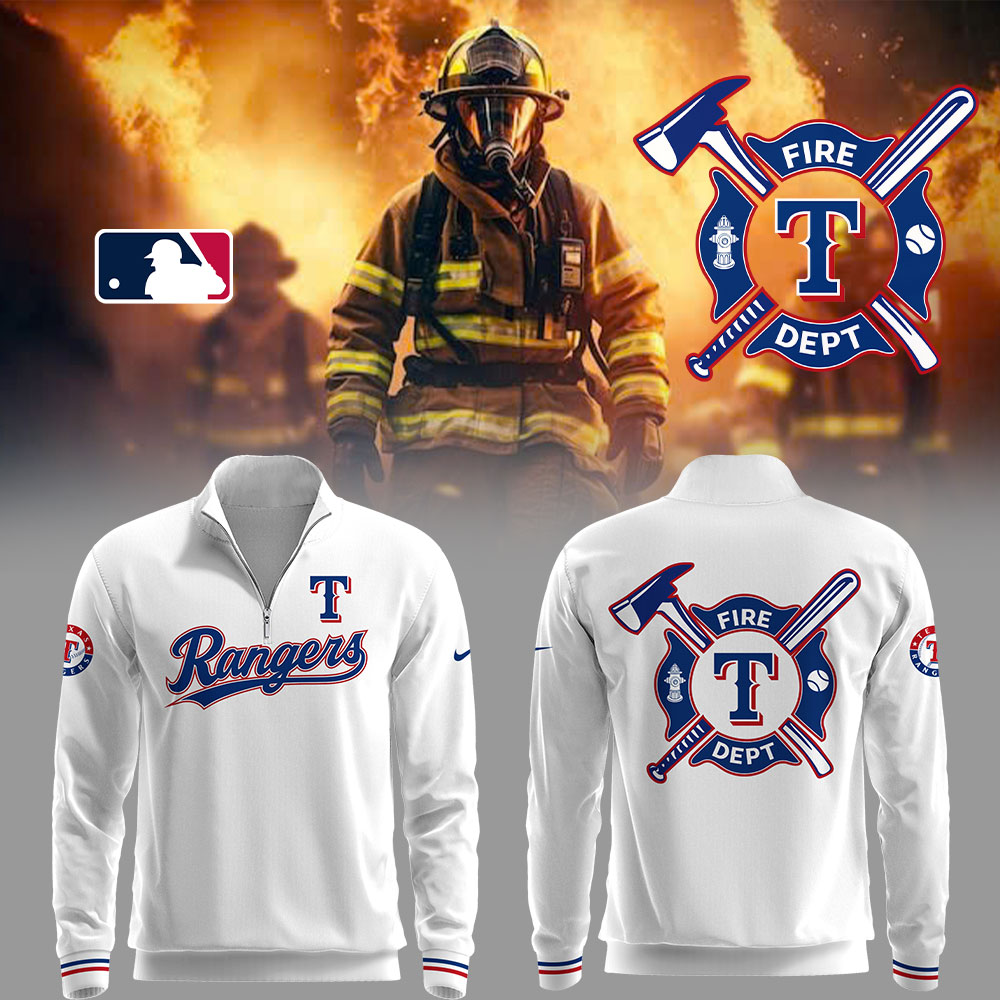 Rangers x Firefighter Appreciation Night Zipper Sweatshirt Baseball Father's Day Gifts
