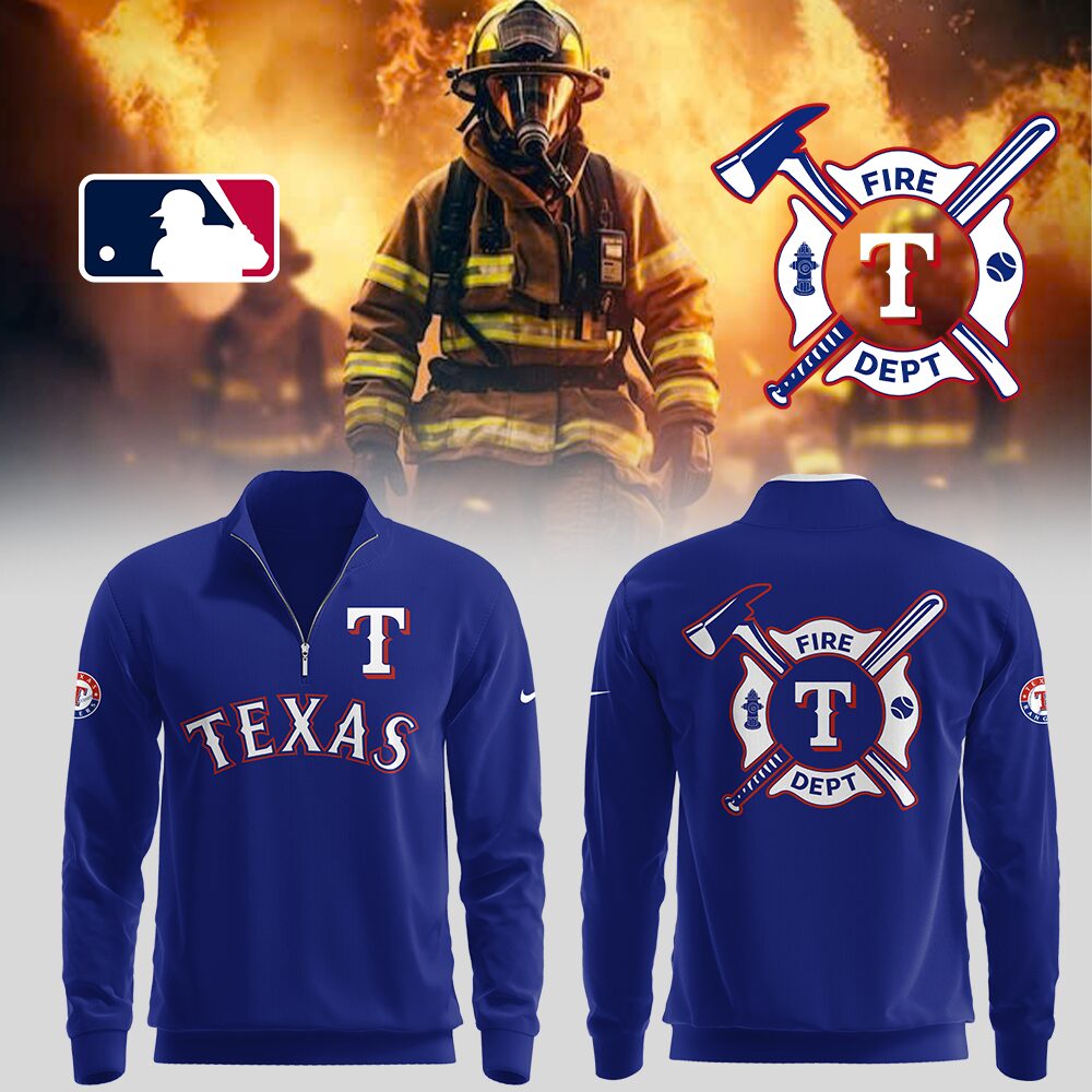 Rangers x Firefighter Appreciation Night Zipper Sweatshirt Gifts For Baseball Fans