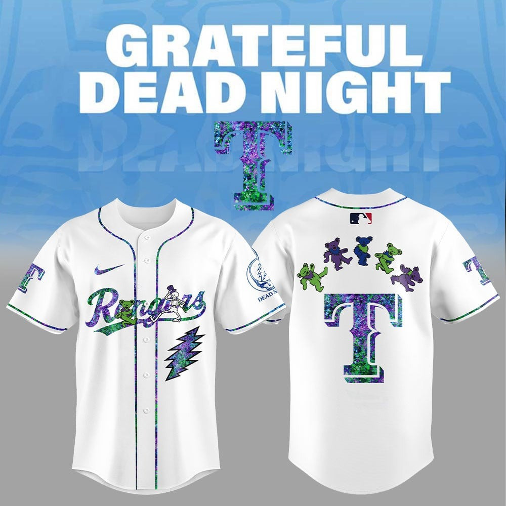 Rangers x Grateful Dead Night Baseball Jersey Shirt Presents For Baseball Fans