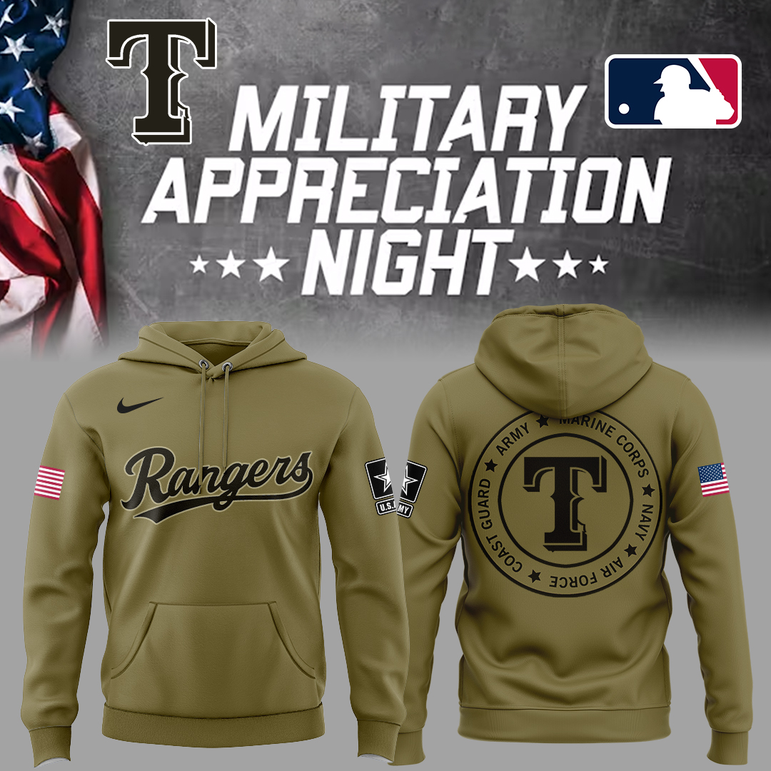 Rangers x Military Appreciation Night Hoodie Gifts For Baseball Fans