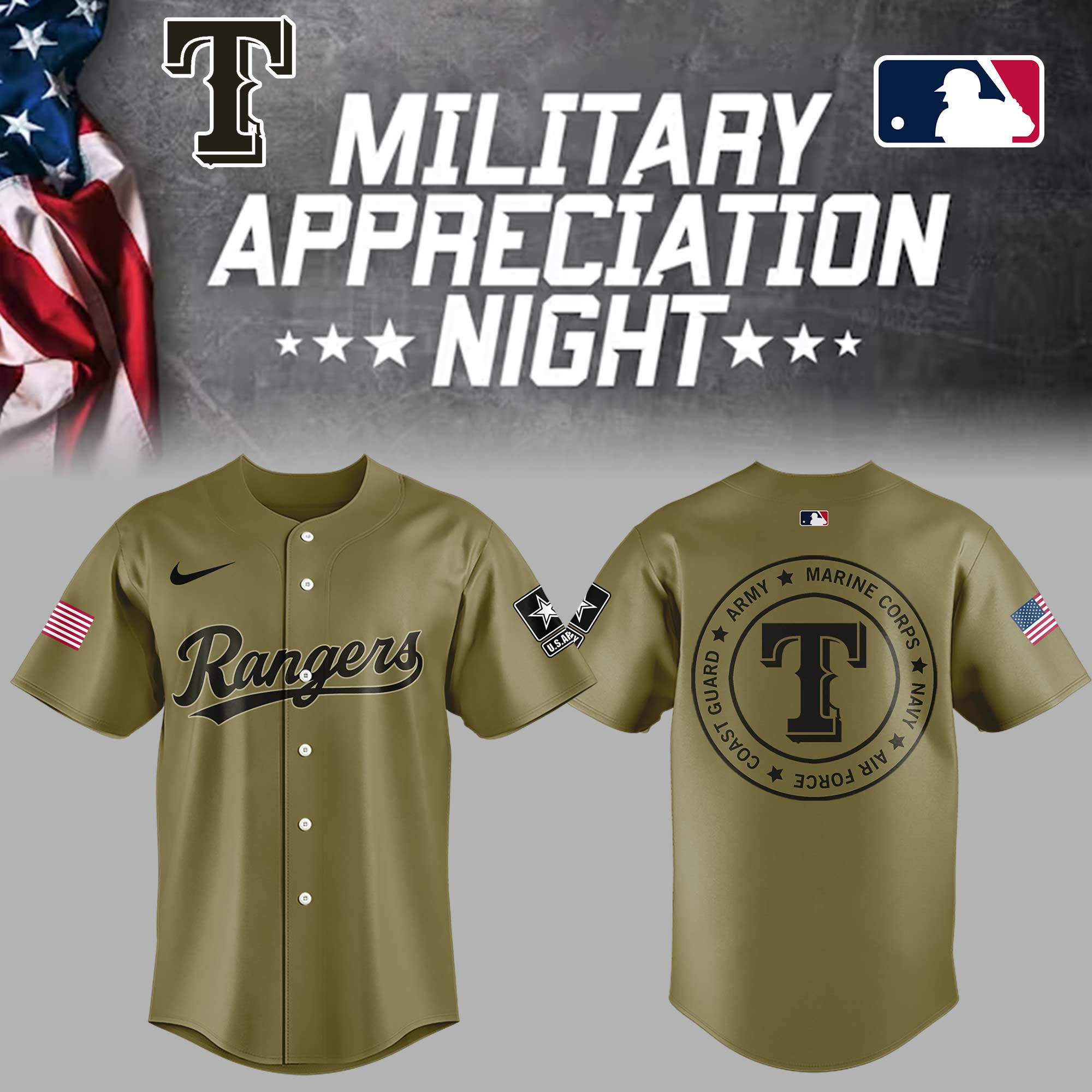 Rangers x Military Appreciation Night Jersey Baseball Coach Gift Ideas