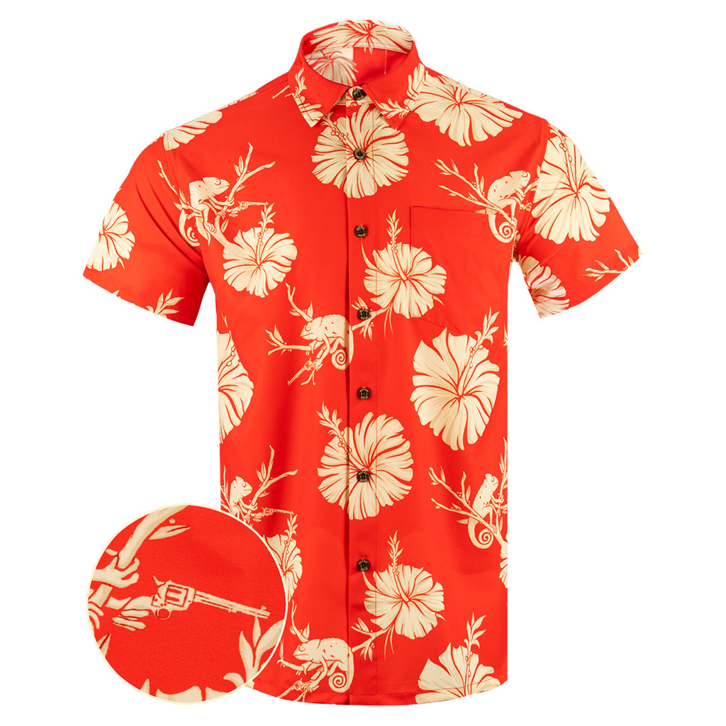 Rango Rifle Button Down Shirt Tactical Aloha Print Shirt Gifts For Gun Lovers