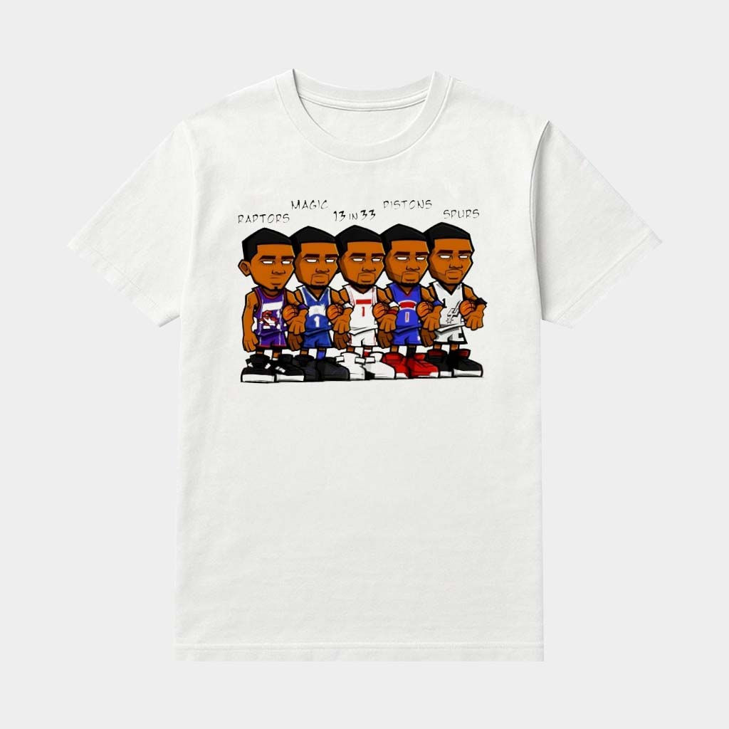 Raptors Magic 13 In 33 Pistons Spurs Basketball Player Cartoon Shirt Best Gifts For Fans