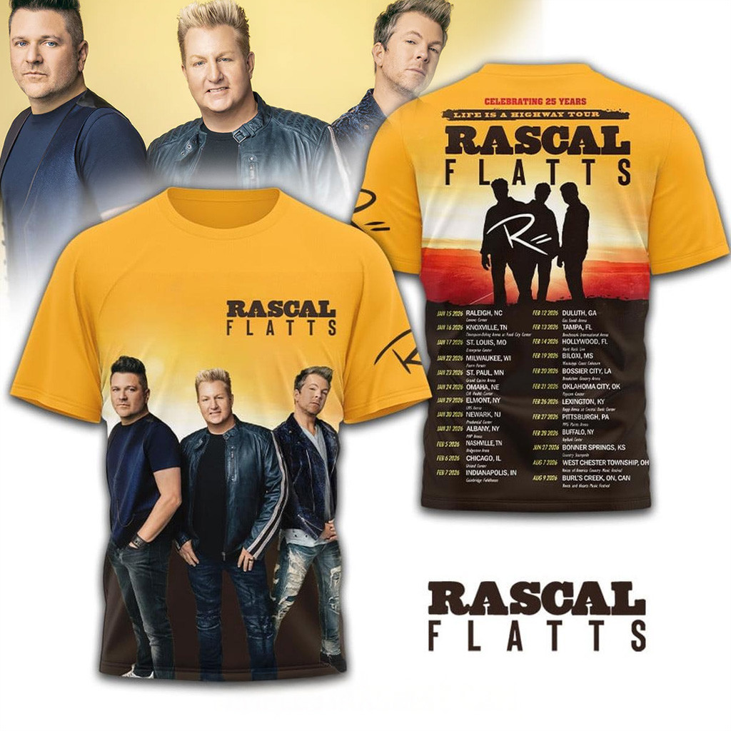Rascal Flatts Celebrating 25 Years Life Is A Highway Tour T-Shirt Rascal Flatts Merch Fan Gifts