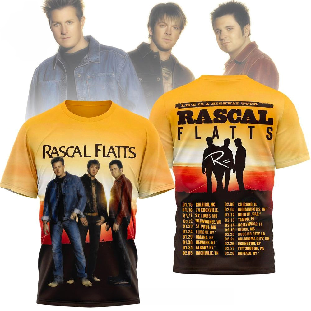 Rascal Flatts Life Is A Highway Tour T-Shirt Rascal Flatts Merch Gifts For Music Lovers