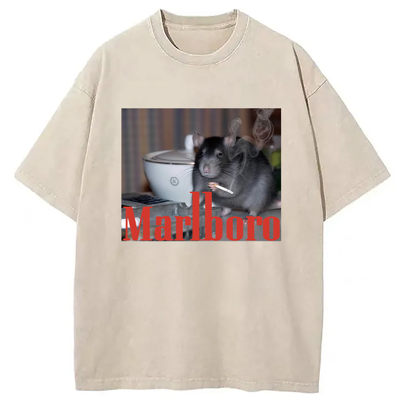 Ratatouille Rat Smoking Washed T-Shirt Funny Graphic Gift For Friends Gifts For Brother