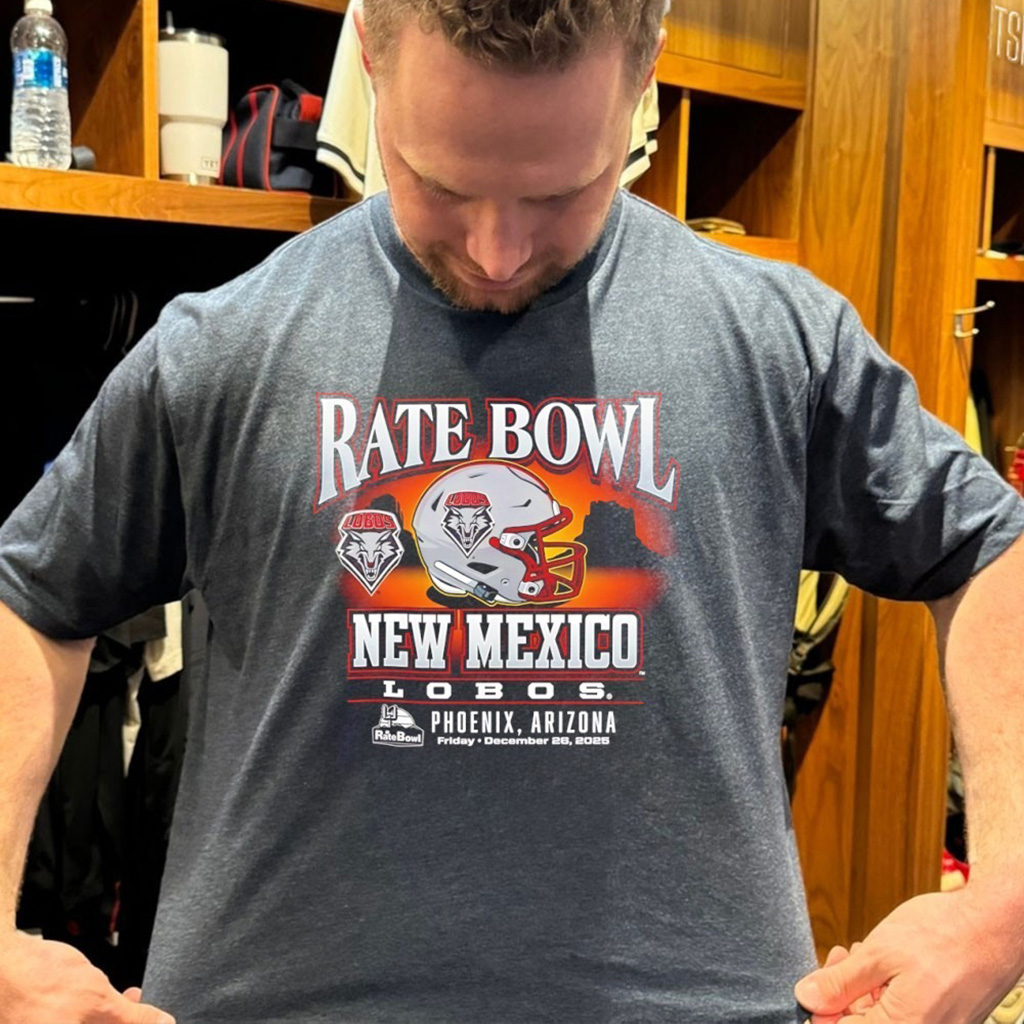 Rate Bowl 2025 University Of New Mexico Lobos Sunset Helmet T Shirt