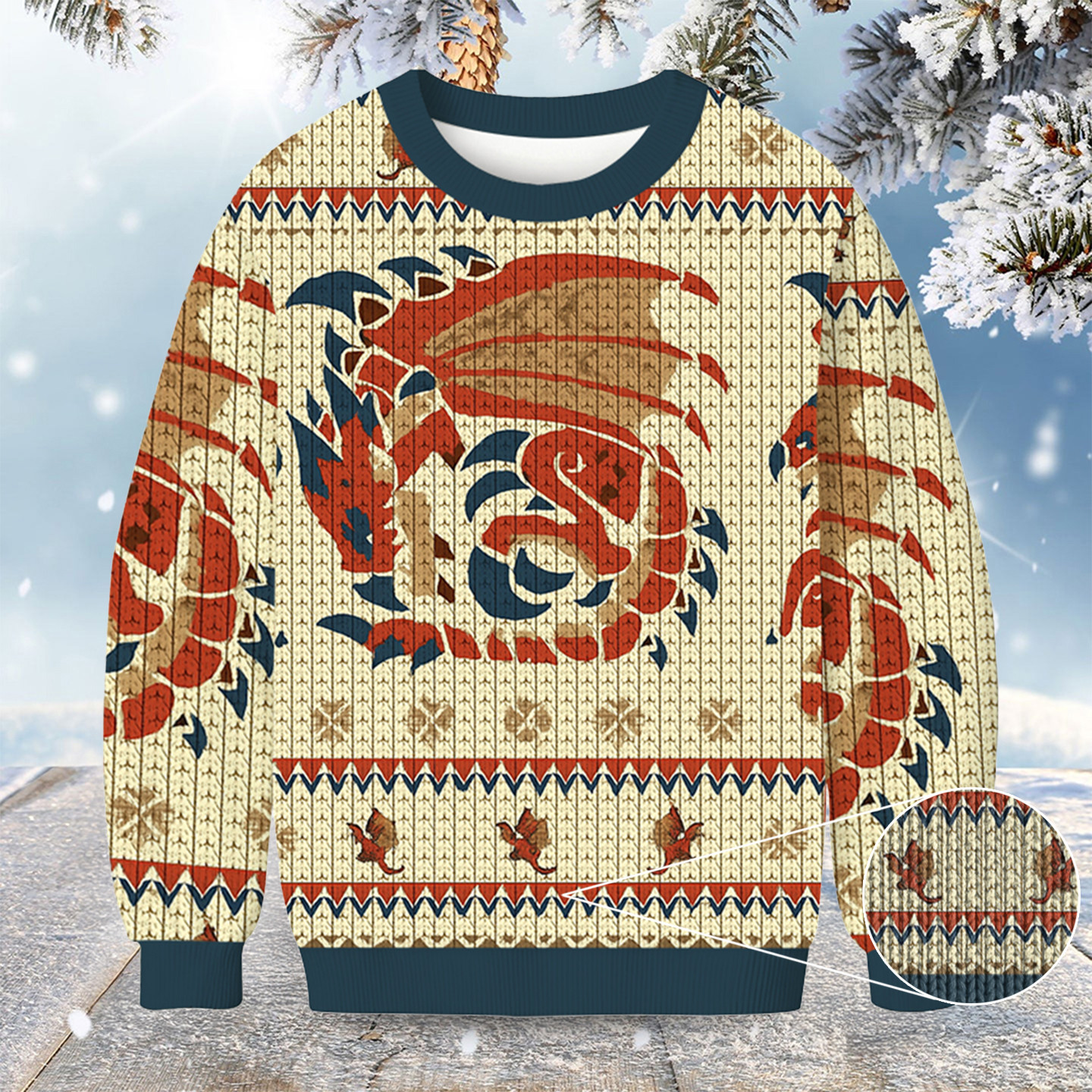 Rathalos Monster Hunter Christmas Ugly Sweater Winter Clothing Gifts For Dragon Lovers