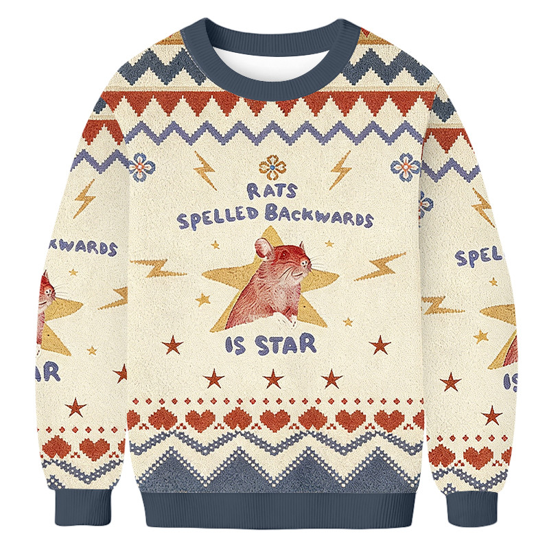 Rats Backwards Is Star Ugly Sweater Holiday Clothing Christmas Gift For Rat Lovers