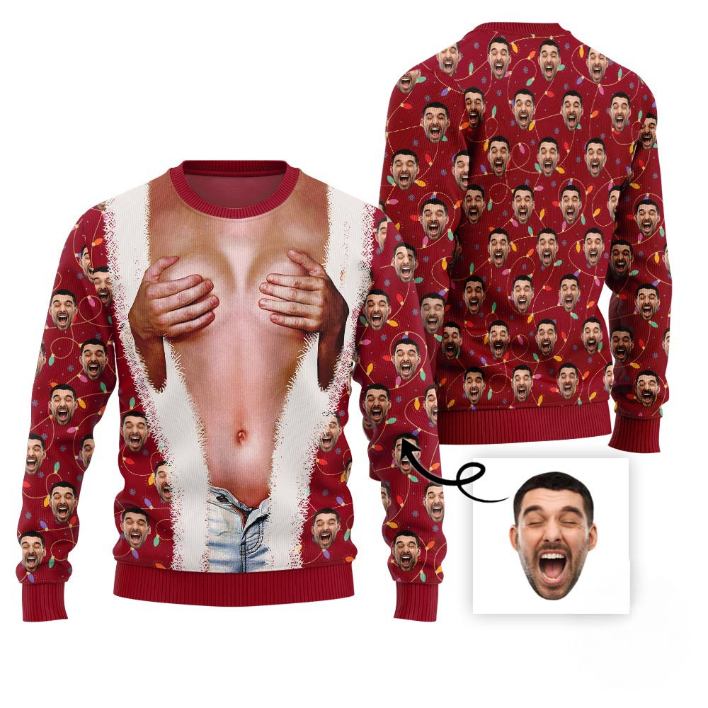 Raunchy Naughty Touch Custom Face Ugly Christmas Sweater Xmas Sweaters For Family