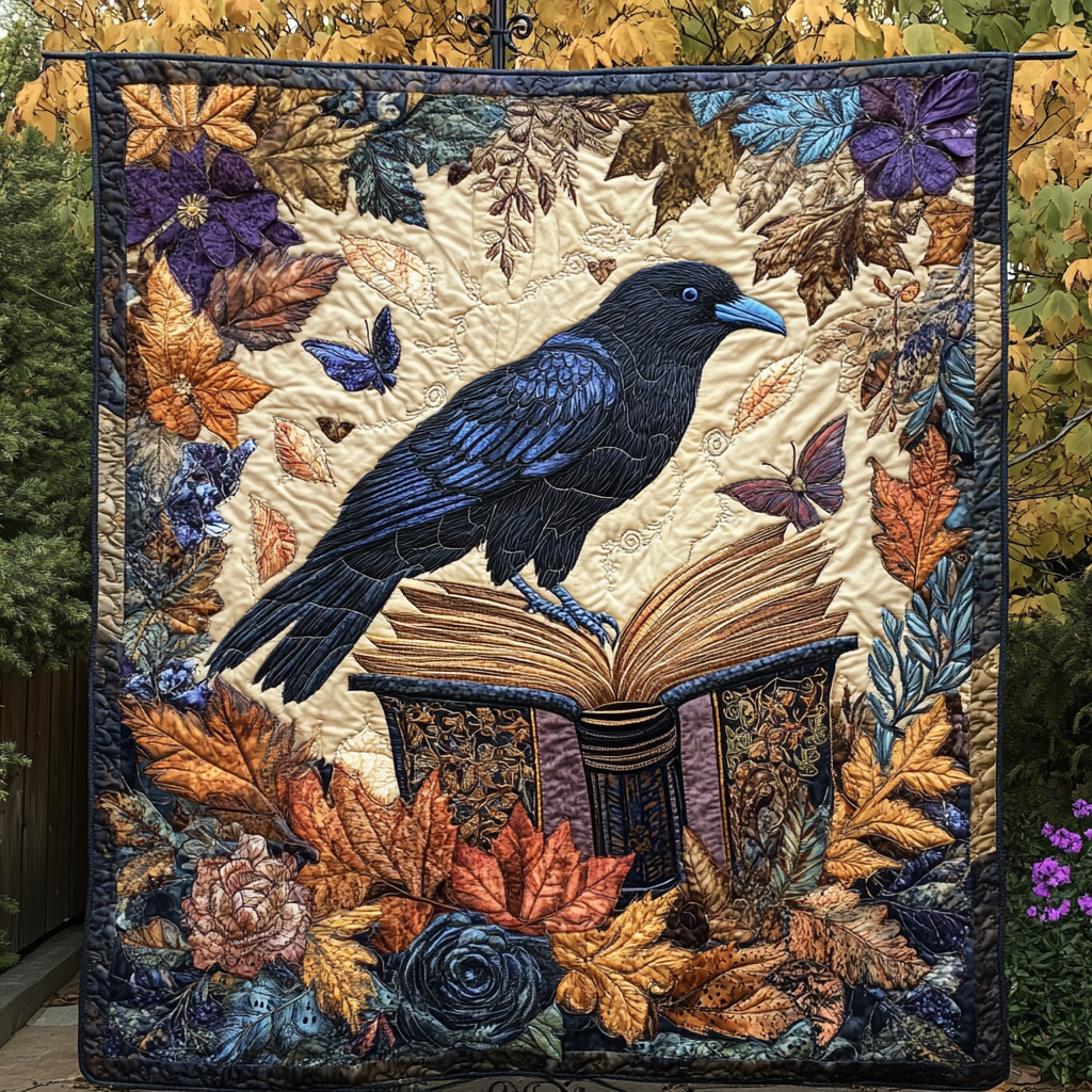 Raven Elegance Quilted Blanket Gift Ideas For Raven Bird Lovers