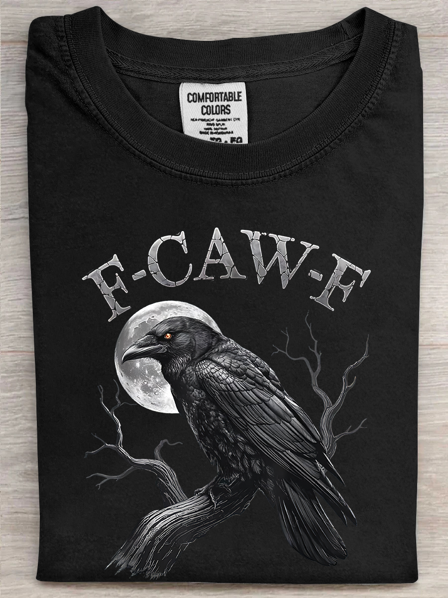 Raven F Caw F T-Shirt Crow Under Moonlit Funny Raven Tee Sarcastic Gifts For Men