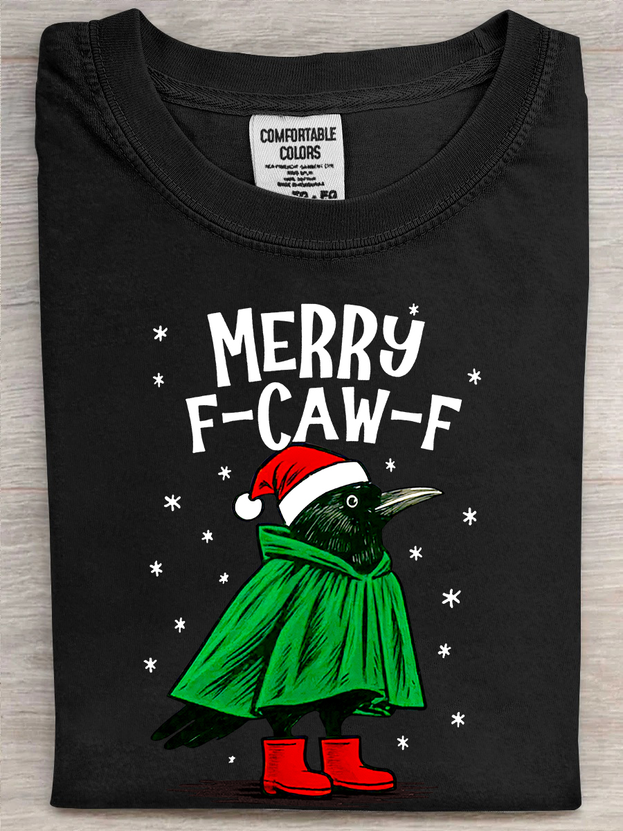 Raven F Caw F T-Shirt Merry F Caw F Funny Shirt Sarcastic Pun Funny Gifts For Men