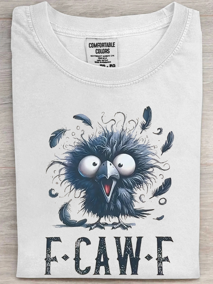 Raven F Caw F T-Shirt Screaming Raven Cow Humor Tee Gag Gift Meme