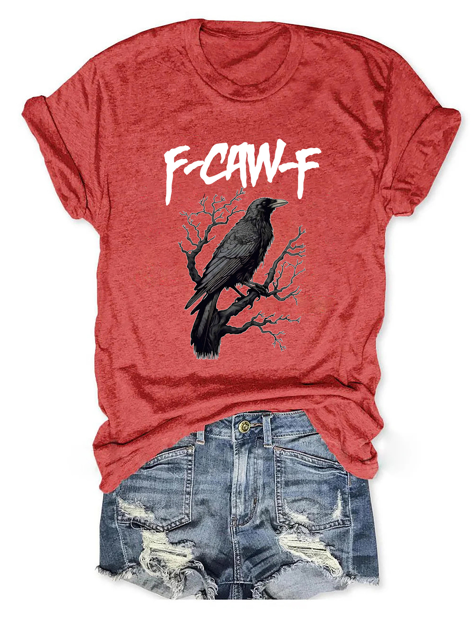 Raven Fcawf T-Shirt Animal Pattern Funny Meme Shirt Gifts For Meme Lovers
