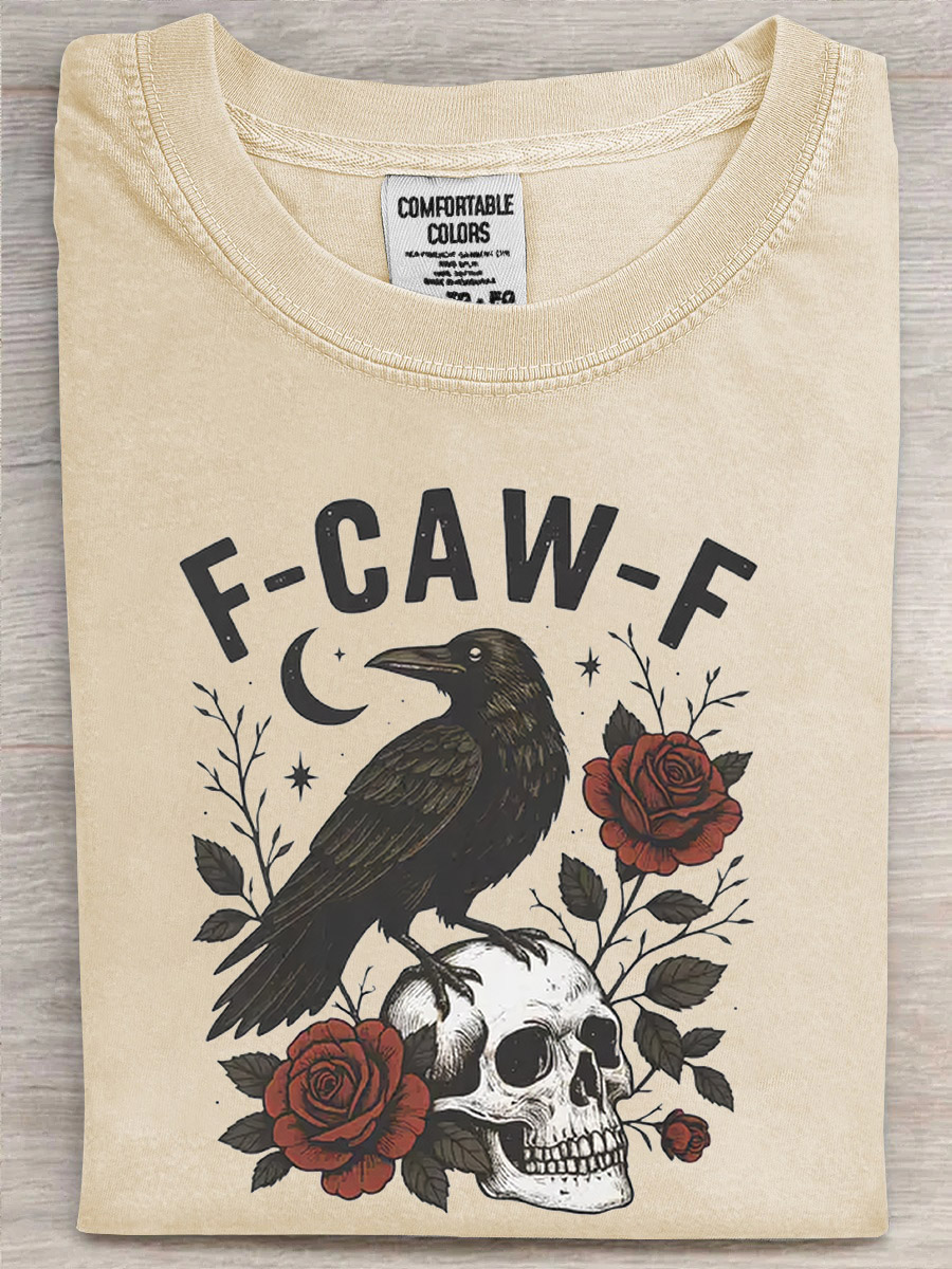 Raven Fcawf T-Shirt Funny Gothic Raven Art Funny Meme Shirt Presents For Sarcastic Friends