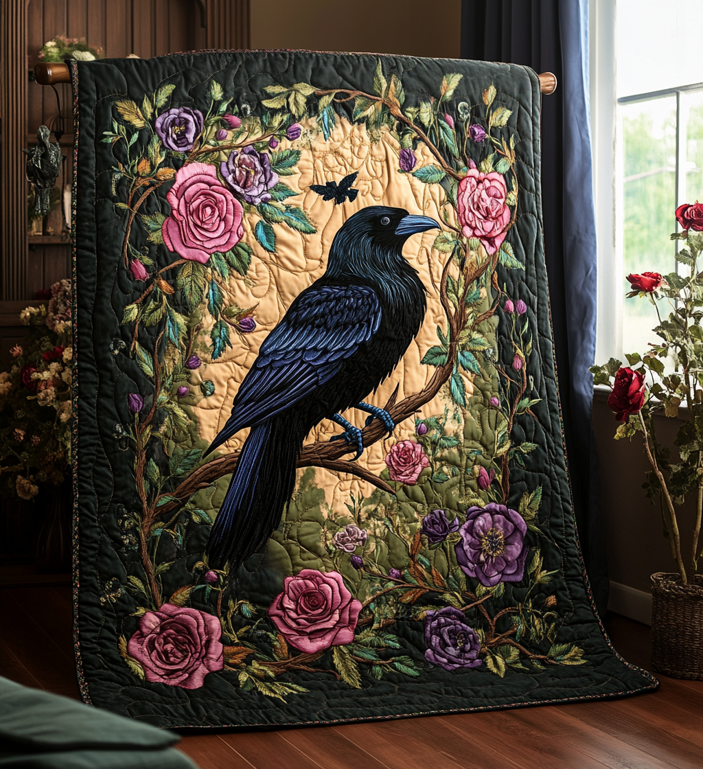 Raven Garden Quilted Blanket Autumn Gift Ideas