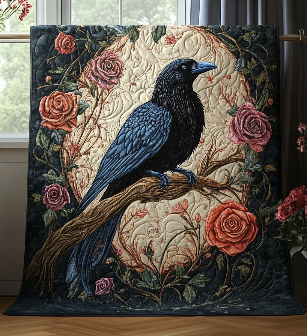 Raven Night Quilted Blanket Autumn Gift Ideas
