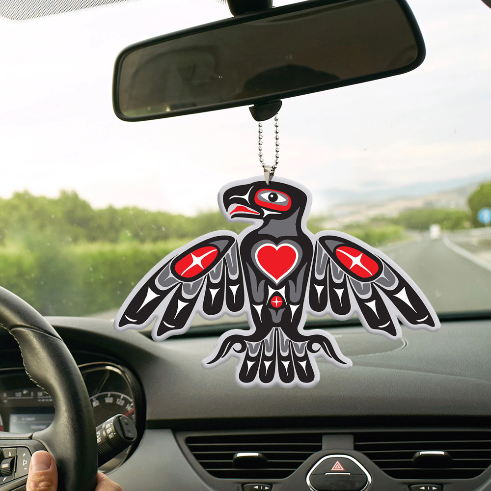 Ravens Pacific Northwest Car Mirror Ornament Haida Art Rear View Mirror Hanging