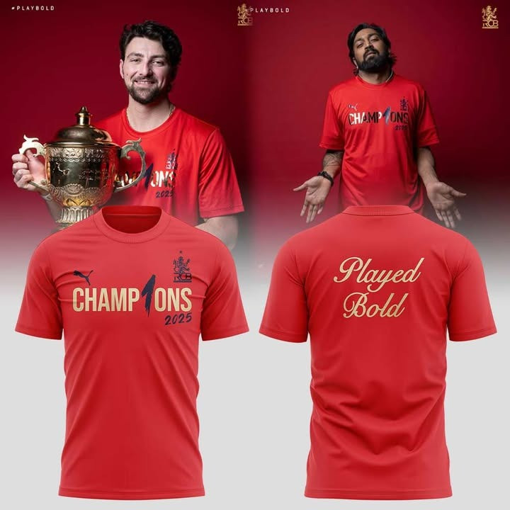 RCB Champion 2025 Tata Indian Premier League Shirt Played Bold Royal Challengers Bengaluru