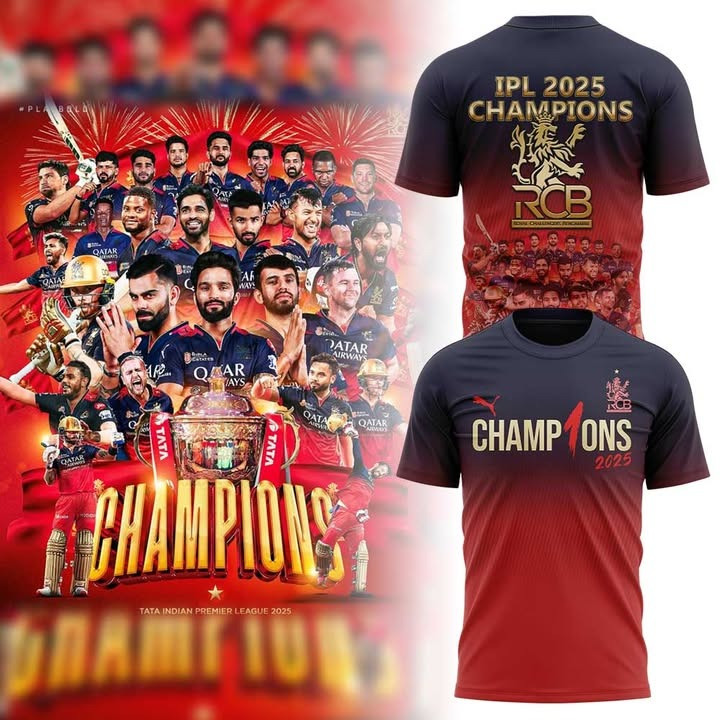 RCB Champion 2025 Tata Indian Premier League Shirt Royal Challengers Bengaluru Clothing